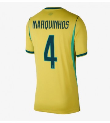 Brasilien Marquinhos #4 Hjemmebanetrøje Dame VM 2026 Kortærmet